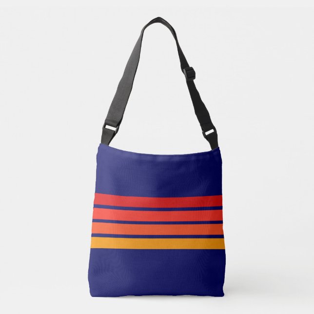 Colourful 70s 80s Retro Striped Stripes Crossbody Bag (Front)