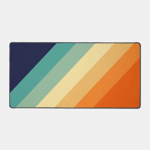 Colourful 70s 80s Retro Striped Stripes Desk Mat