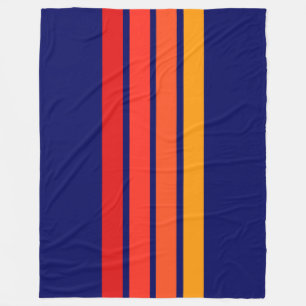 Colourful 70s 80s Retro Striped Stripes Fleece Blanket