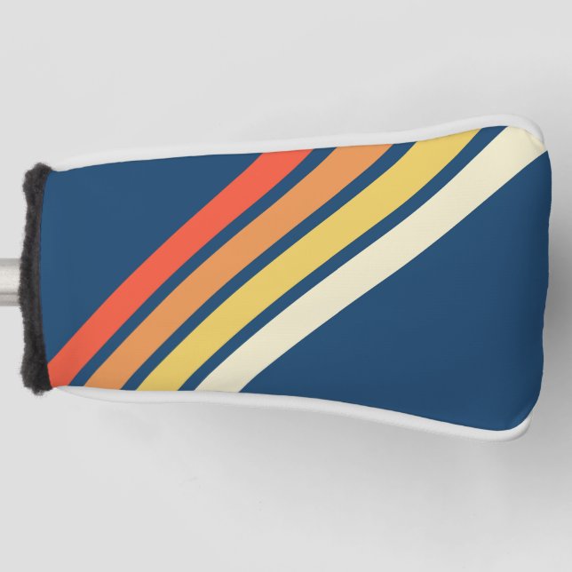 Colourful 70s 80s Retro Striped Stripes Golf Head Cover (Front)