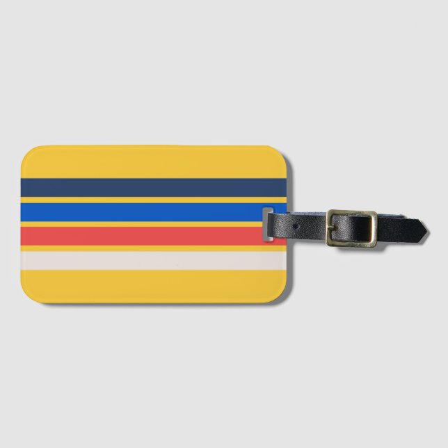 Colourful 70s 80s Retro Striped Stripes Luggage Tag (Front Horizontal)