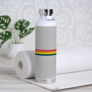 Colourful 70s 80s Retro Striped Stripes Water Bottle