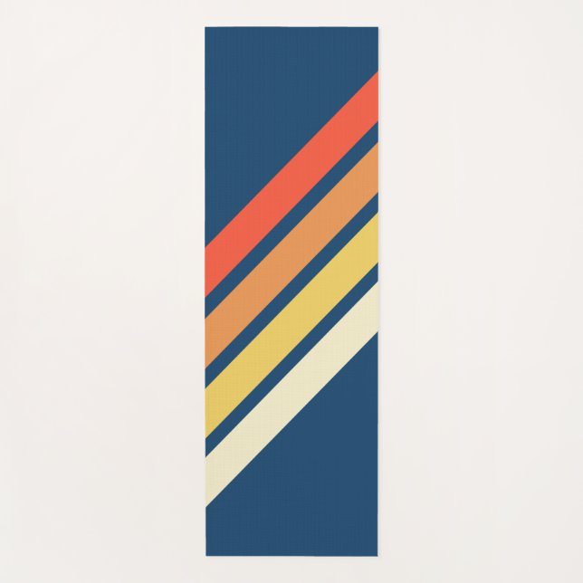 Colourful 70s 80s Retro Striped Stripes Yoga Mat (Front)