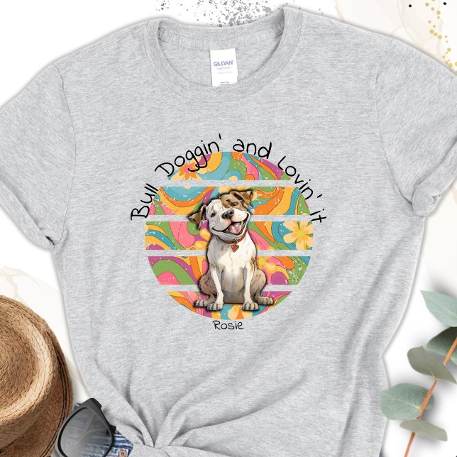 Colourful 70's Retro Funny Bull Dog Personalized T-Shirt (Creator Uploaded)