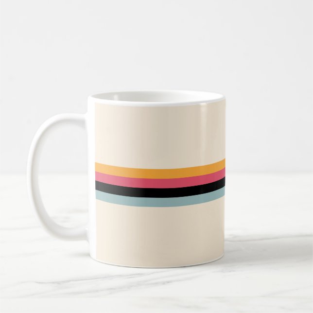 Colourful 70s Retro Striped Stripes Coffee Mug (Left)