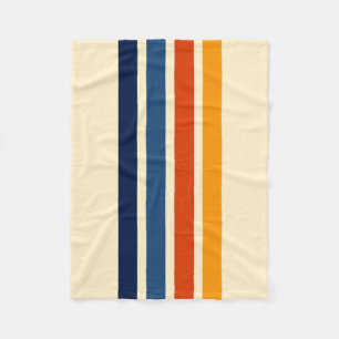 Colourful 70s Retro Striped Stripes Fleece Blanket
