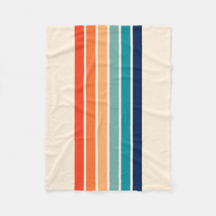 Colourful 70s Retro Striped Stripes Fleece Blanket