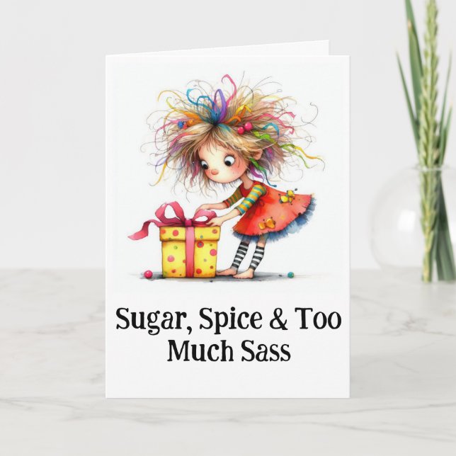* Colourful 7 Whimsical Christmas Girl  Gift AP97 Thank You Card (Front)