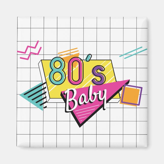 Colourful 80's Baby Magnet (Front)