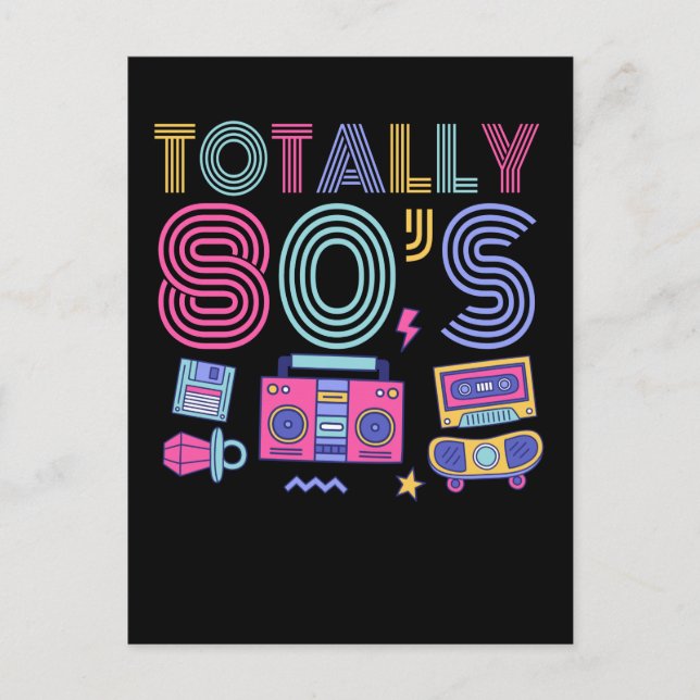Colourful 80s Costume Party Retro Disco 1980s Postcard (Front)