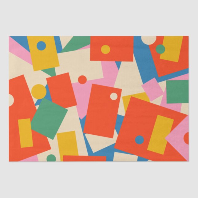 Colourful 80s Geometric Abstract Modern Pattern Tissue Paper (Front)