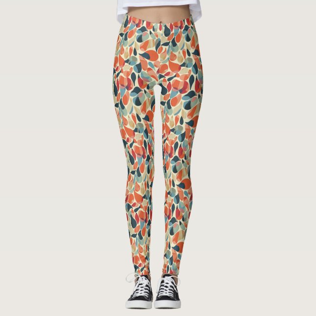 Colourful 80s-inspired Teardrop Patterned Leggings (Front)
