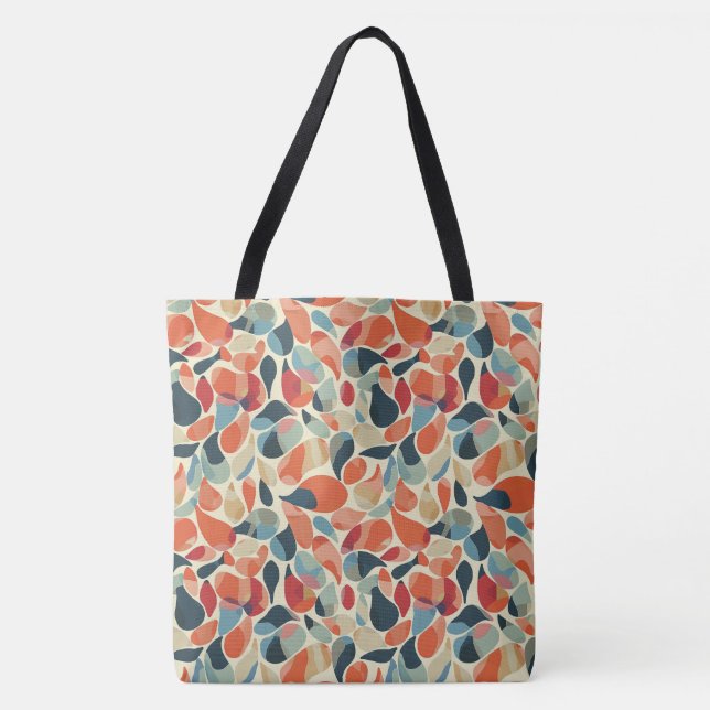 Colourful 80s-inspired Teardrop Patterned Tote Bag (Front)