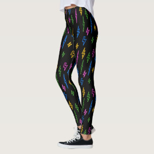 Colourful 80's Neon Lightning Pattern  Leggings