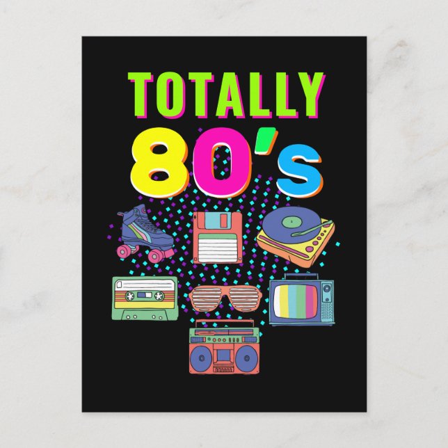 Colourful 80s Party Cassette Disco 1980s Music Postcard (Front)