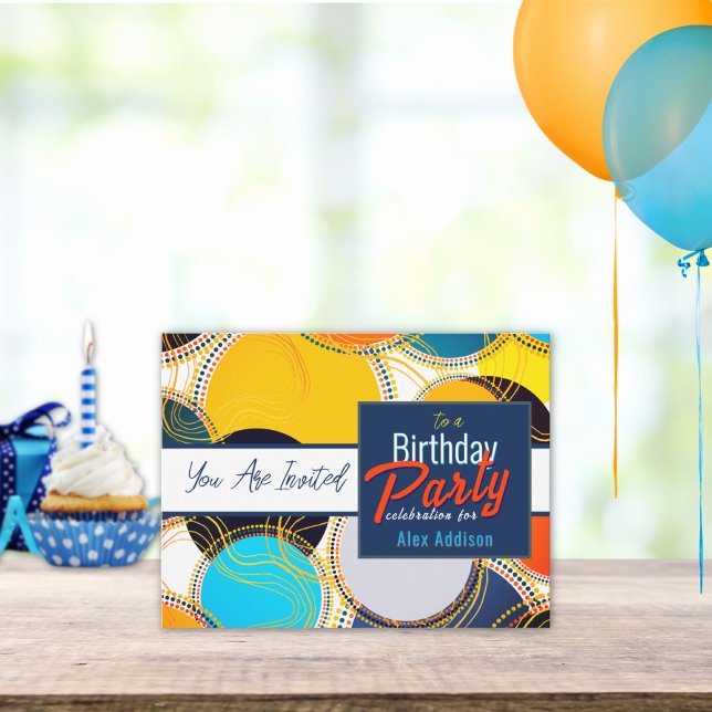Colourful 80's Retro Birthday Party Personalize Postcard (Creator Uploaded)