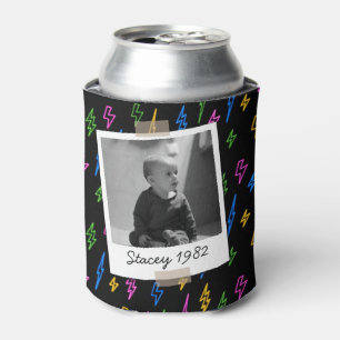 Colourful 80's Retro Neon Birthday Vintage Photo Can Cooler