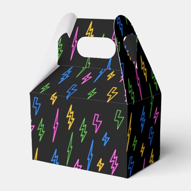 Colourful 80's Retro Neon Lightning Pattern  Favor Box (Front Side)