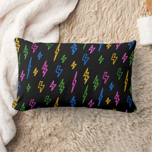 Colourful 80's Retro Neon Lightning Pattern  Lumbar Pillow