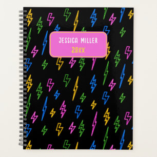 Colourful 80's Retro Neon Lightning Pattern Planner