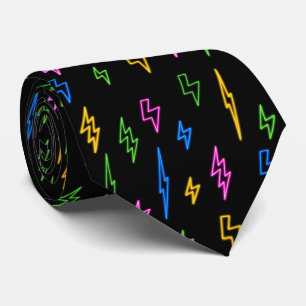 Colourful 80's Retro Neon Lightning Pattern  Tie