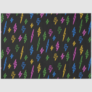 Colourful 80's Retro Neon Lightning Pattern  Tissue Paper