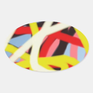 colourful 8773 abstract art oval sticker
