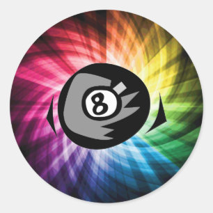 Colourful 8 ball classic round sticker