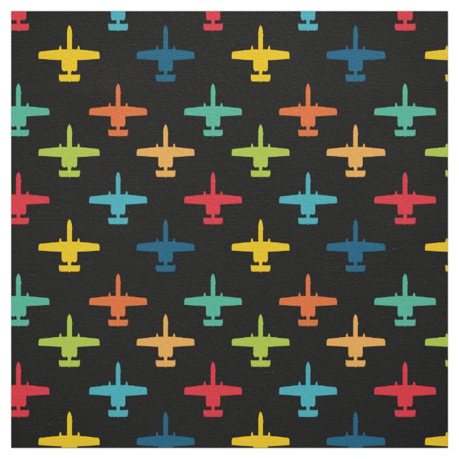 Colourful A-10 Warthog Attack Jet Pattern Primarie Fabric (Swatch)