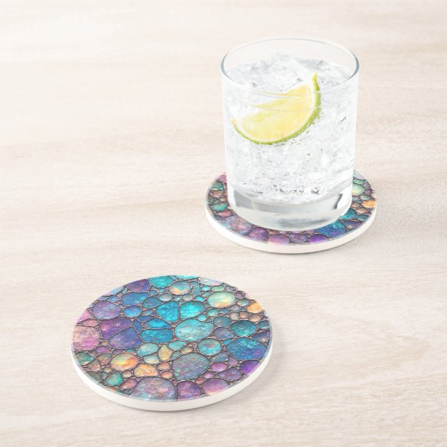 Colourful Abalone Bubbles Coaster (Side)