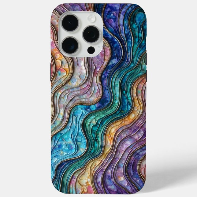 Colourful Abalone Rippled Waves Case-Mate iPhone Case (Back)