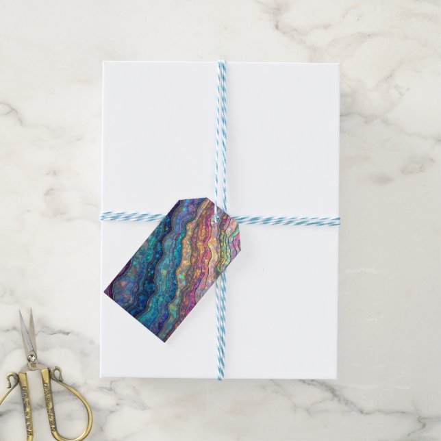 Colourful Abalone Ripples Gift Tag (With Twine)