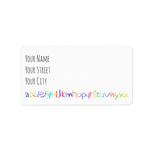 Colourful ABC Rainbow Crayons Kid's Handwriting Label (Front)