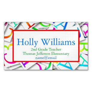 Colourful ABC Teacher Educator Professional Magnetic Business Card