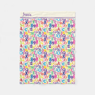 Colourful ABCs and 123s Fleece Blanket