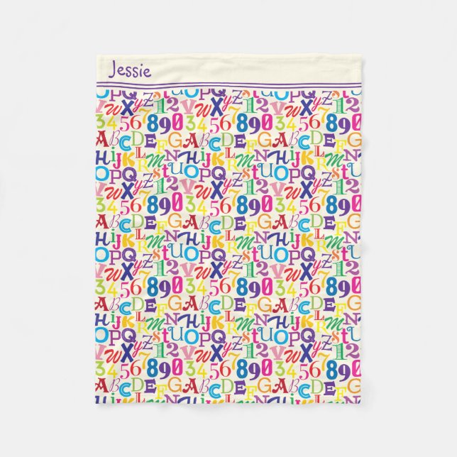 Colourful ABCs and 123s Fleece Blanket (Front)