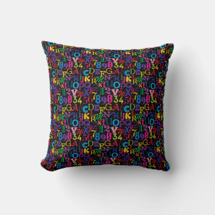Colourful ABCs and 123s Throw Pillow