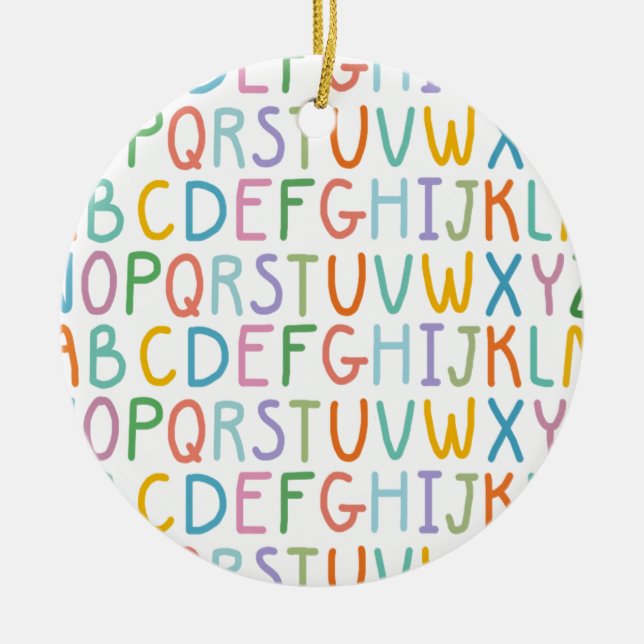 Colourful ABCs Ceramic Ornament (Front)