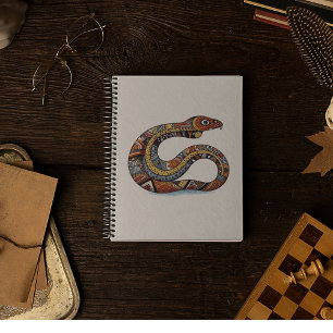 Colourful aboriginal style painting of a snake notebook