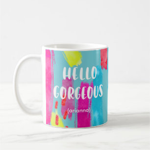 Colourful Abstract 1980s Pattern   Hello Gorgeous Coffee Mug