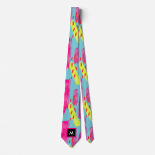 Colourful Abstract 1980s Pattern with Monogram Tie