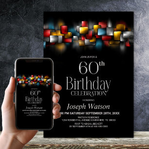 Colourful Abstract 60th Birthday Party Invitation