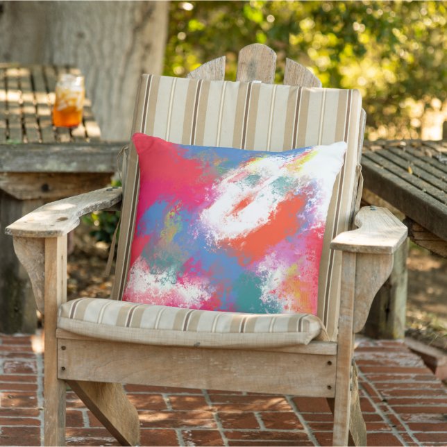 Colourful abstract 77 outdoor pillow (Chair)