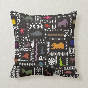 Colourful abstract African art Throw Pillow