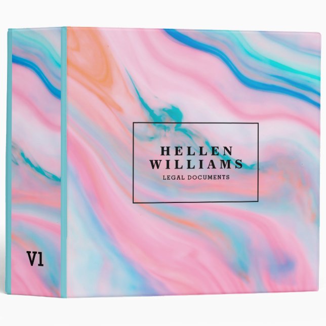 Colourful Abstract Agate Faux Stone Binder (Front/Spine)