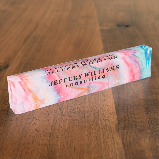 Colourful Abstract Agate Stone Pattern Nameplate (Side)