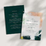 Colourful Abstract All In One Wedding Invitation<br><div class="desc">This colourful abstract all-in-one wedding invitation is perfect for your unique modern boho wedding. Hand-painted with textured brush marks of dark emerald green,  peach,  and mustard,  all overlayed with a minimalist transparent square,  it's sure to give your occasion a simple yet rustic bohemian feel.</div>