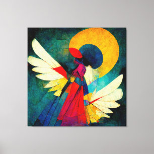 Colourful Abstract Angel Wood Wall Art