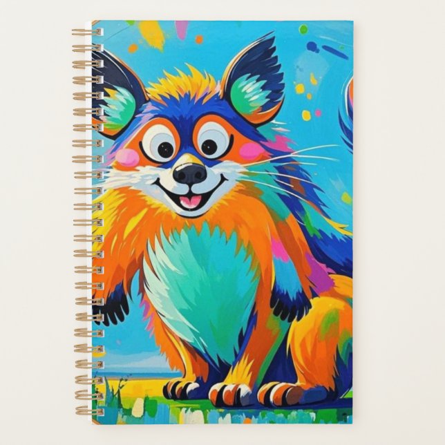 Colourful abstract animal art design  planner (Front)
