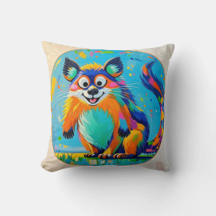 Colourful abstract animal art design throw pillow